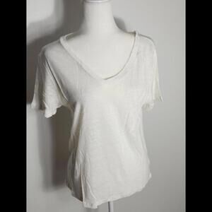 NWT (24) Anthro/Olivaceous White Frayed T-Shirt MSRP $60, M